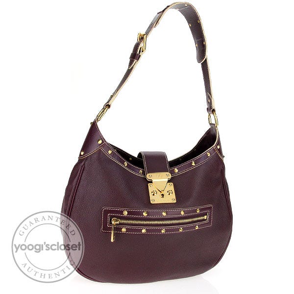 LOUIS VUITTON Large Plum Leather Bag Complete Keys Dustbag 