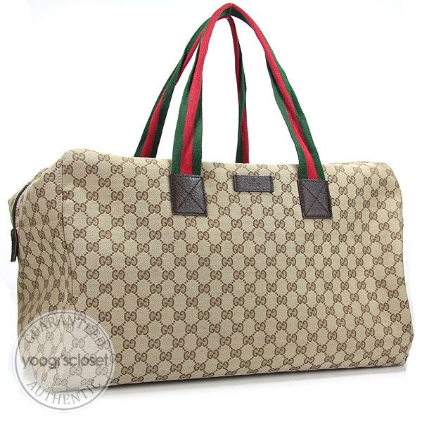 Gucci Beige/Ebony GG Canvas Carryall Duffle Bag - Yoogi's Closet