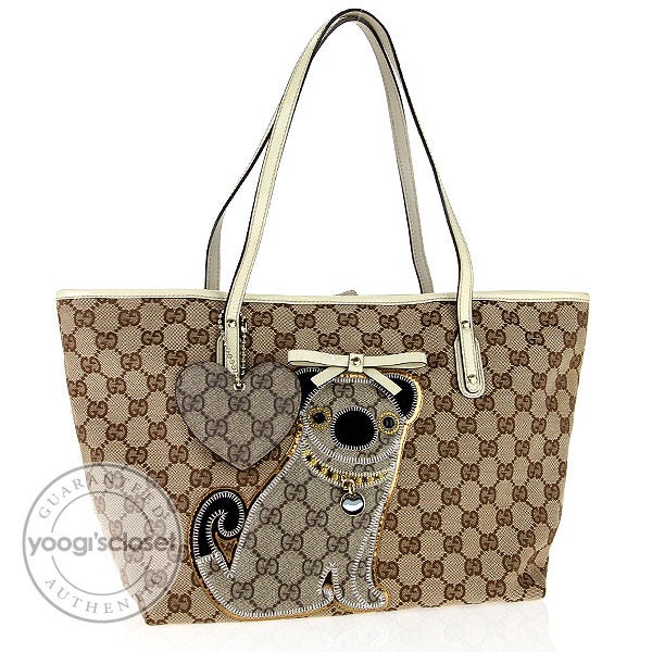 Gucci Beige/Ebony GG Fabric Guccioli Tote Bag