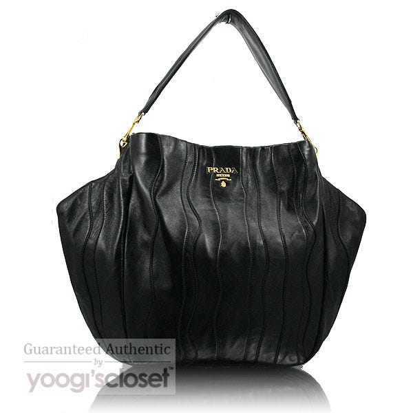 Prada Black Nappa Stripes Shoulder Bag BR3932