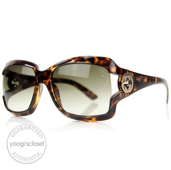 Gucci Dark Brown Havana Gradient Grey Lenses Sunglasses 2598/S