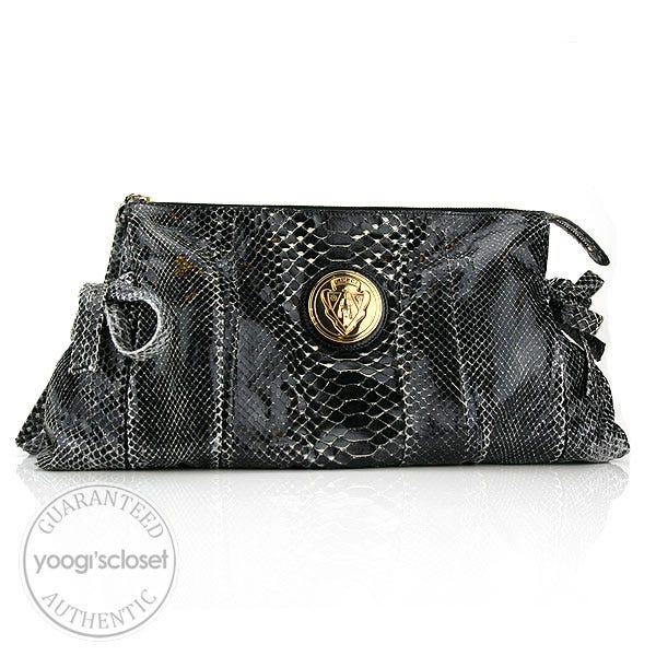 Gucci Black/White Python Hysteria Clutch Bag