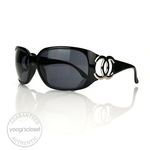 Chanel Black Metal CC Logo Sunglasses 6014 - Yoogi's Closet