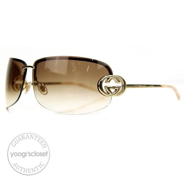 Gucci Brown Gradient Lenses Gold Metal GG Logo Sunglasses 2782/S