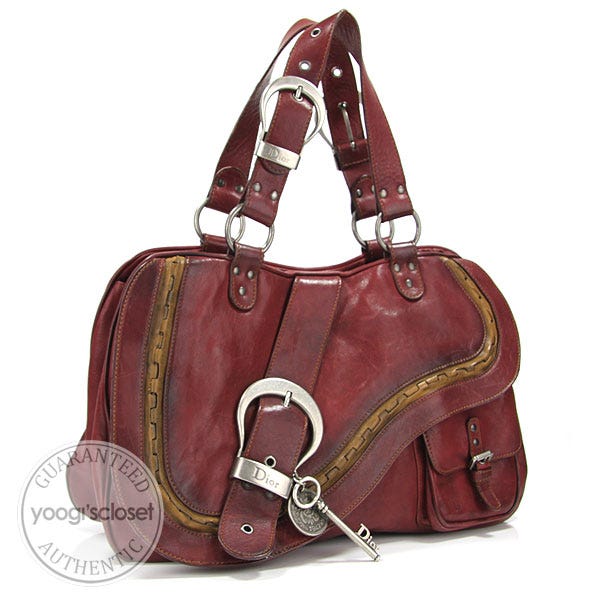 Christian Dior Rouge Bordeaux Leather Gaucho Bag