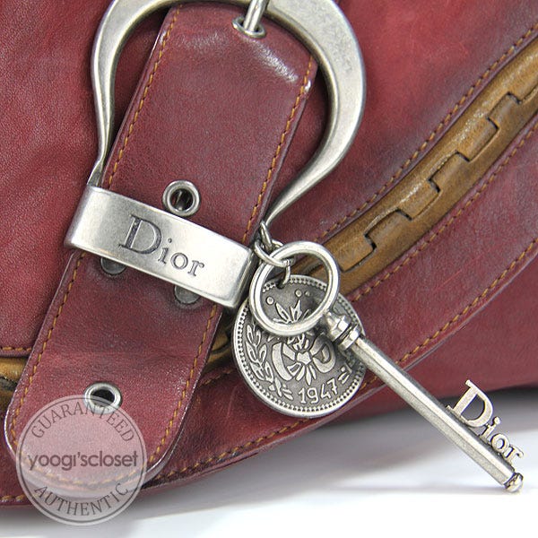Christian Dior Rouge Bordeaux Leather Gaucho Bag | Yoogi's Closet