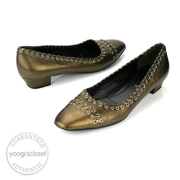 Prada Bronze Ballet Shoes Low Heel size 9.5