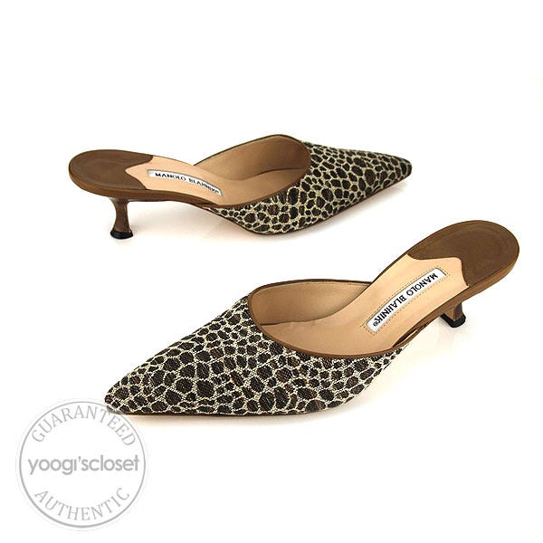 Manolo Blahnik Arriga Leopard Mules size 10.5