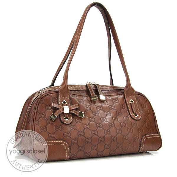 Gucci Brown Leather Guccissima Princy Boston Bag