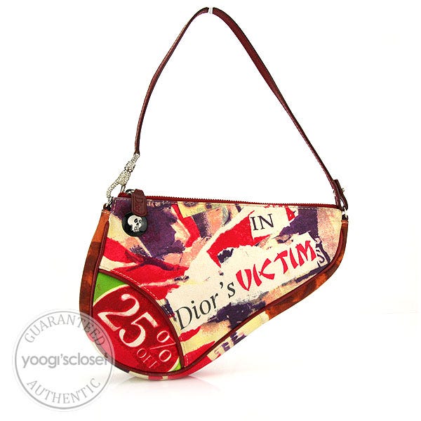 Dior Limited Edition Mini Saddle Bag with Red Flowers Black ref535588   Joli Closet