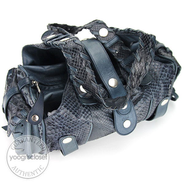 Chloe Blue Python Small Silverado Bag | Yoogi's Closet Chloe Blue Python Small Silverado Bag | Yoogi's Closet