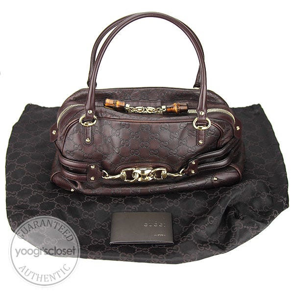 Gucci Dark Brown Guccissima Leather Wave Boston Bag - Yoogi's Closet