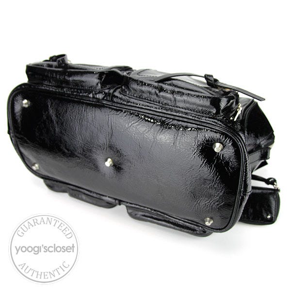 【送料&関税込】ChloAC Black Leather Bag Black Voyager Leather Belted Trapeze Tote Bag - CHARLES