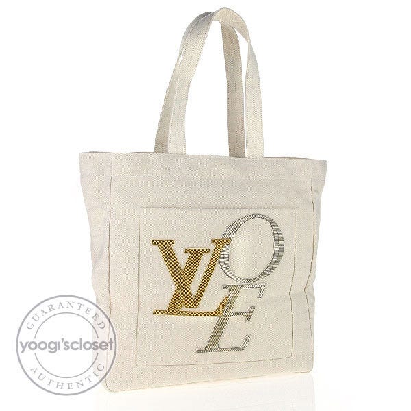 Louis Vuitton Limited Edition Tan Canvas That's Love Tote Bag