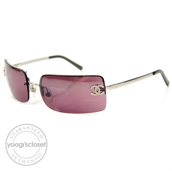 Chanel Gold 4105 Crystal Rimless Sunglasses Chanel