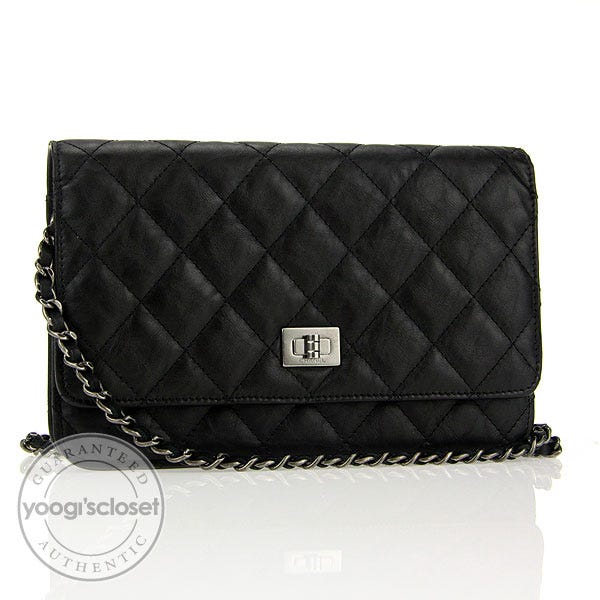 Chanel Black Quilted Leather Wallet- Clutch Bag