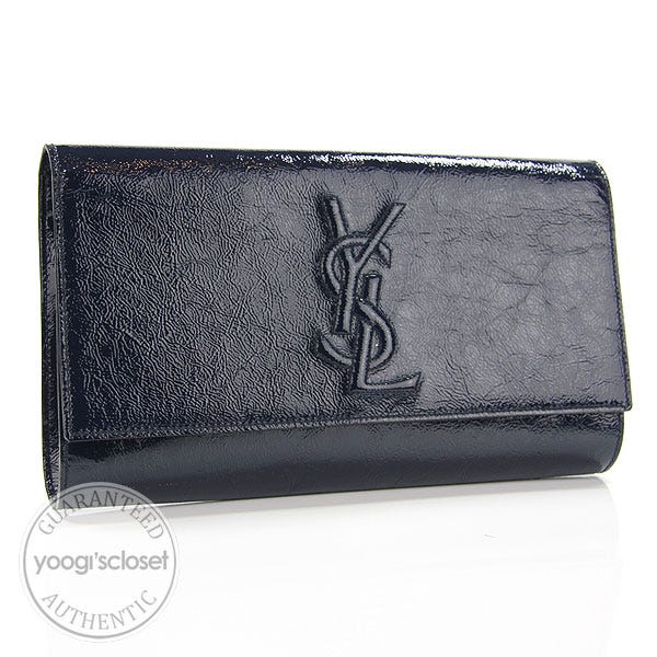 Yves Saint Laurent Navy Blue Patent Leather Belle de Jour Clutch Bag