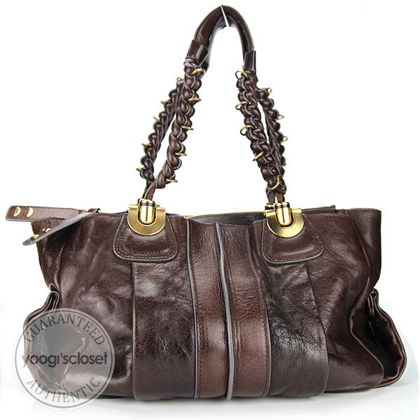Chloe Chocolate Leather Heloise Round Top Bag