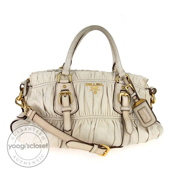 Prada Cera Nappa Gauffre Ruched Medium Shopping Bag BN1407