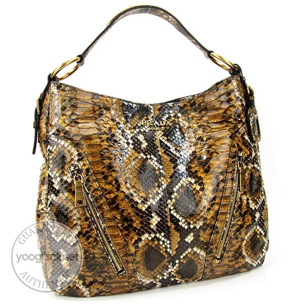 Prada Brown Python Large Hobo Bag
