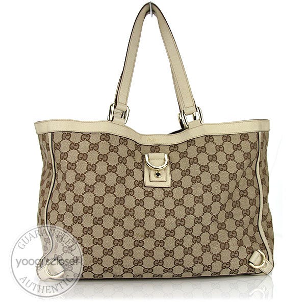 Gucci Beige/Ebony GG Fabric Abbey Large Tote