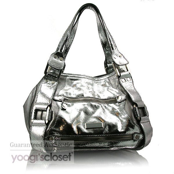 Jimmy Choo Metallic Silver Double-Zip Mahala Tote Bag