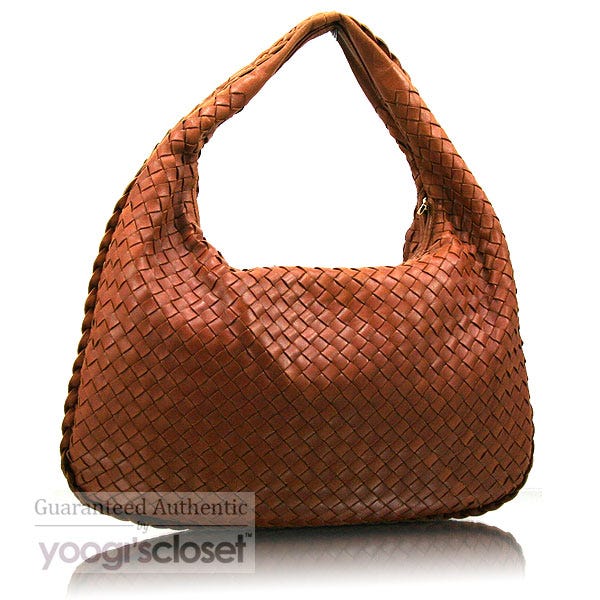 Bottega Veneta Light Brown Medium Veneta Woven Hobo Bag
