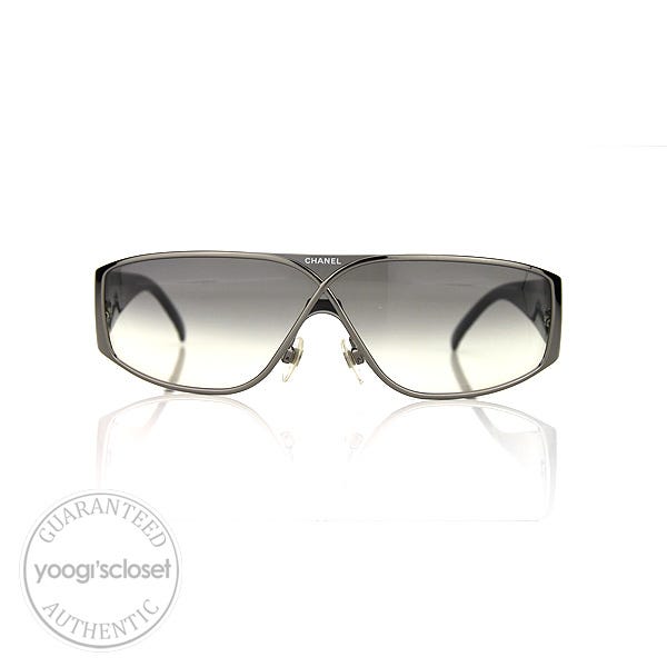 Chanel Black Silver Quilted Frame Gradient Sunglasses 4097 - Yoogi's Closet