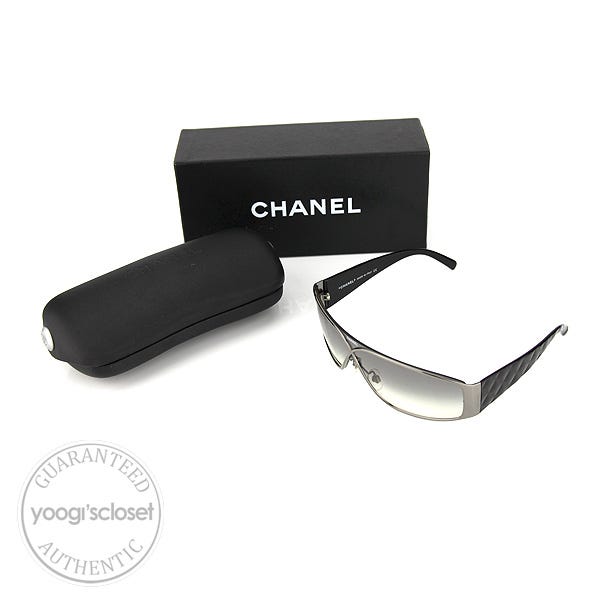 Chanel Black Silver Quilted Frame Gradient Sunglasses 4097 - Yoogi's Closet