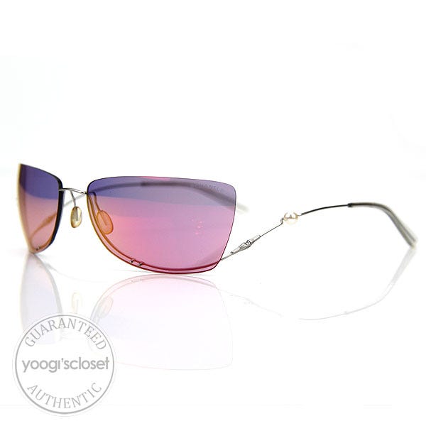 Chanel Mirrored Lenses Flexible Rimless with Pearl Sunglasses 4053-H