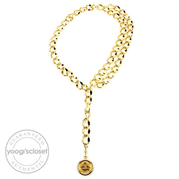 Chanel Goldtone Medallion Heavy Chain Belt Size S
