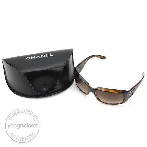 Chanel Brown Gradient Lenses Tortoise Frame with Croc CC Logo Sunglasses  6022-Q - Yoogi's Closet