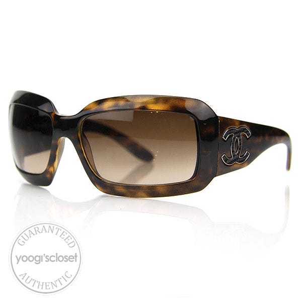 Chanel Brown Gradient Lenses Tortoise Frame with Croc CC Logo Sunglasses  6022-Q - Yoogi's Closet