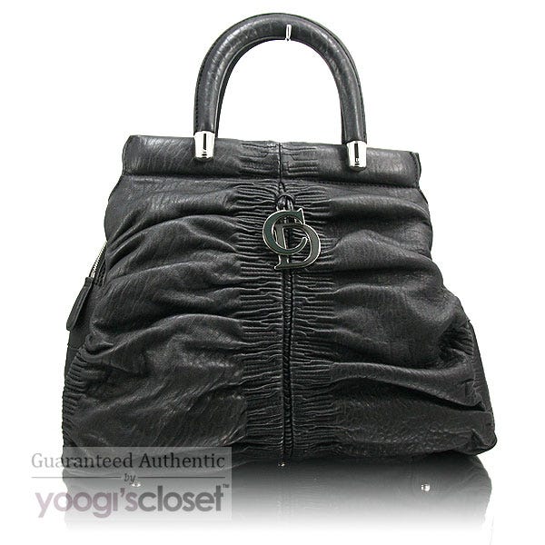 Christian Dior Black Lambskin Karenina Medium Shopper Tote Bag