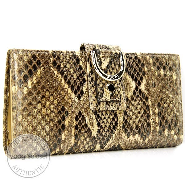 Gucci Tan Python Abbey Long Wallet