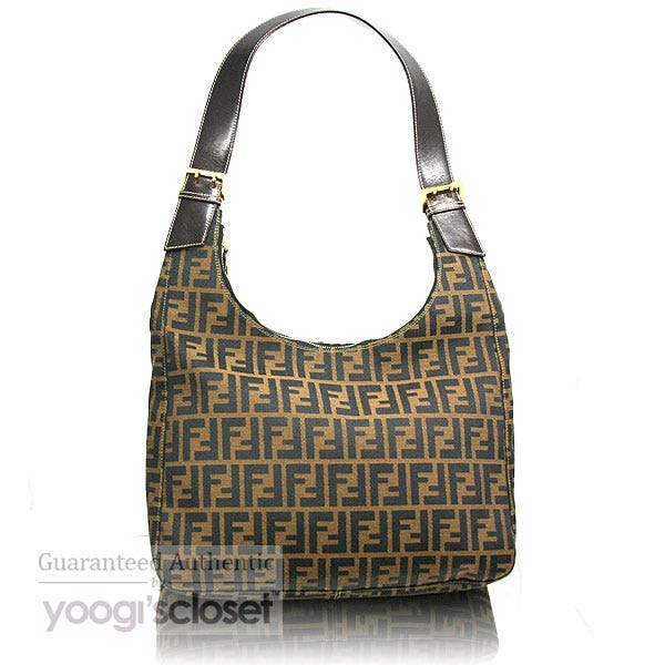 Fendi Tobacco Zucca Logo Large Shoulder Bag Yoogi s Closet