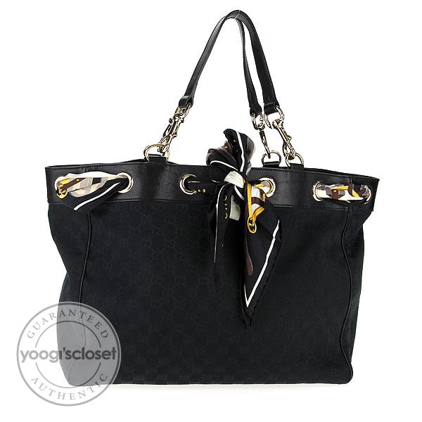 Gucci Black GG Canvas Positano Large Tote Bag