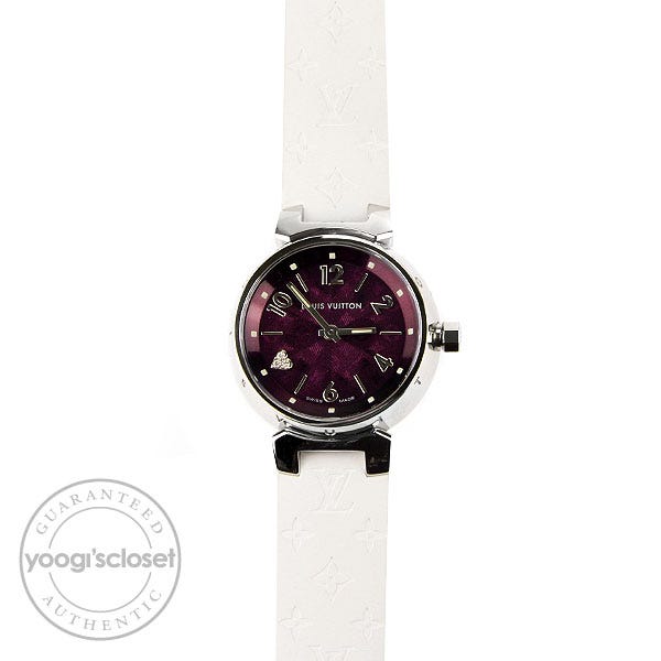Louis Vuitton Tambour Elegants Heart Diamonds Rubber Strap 28mm Watch