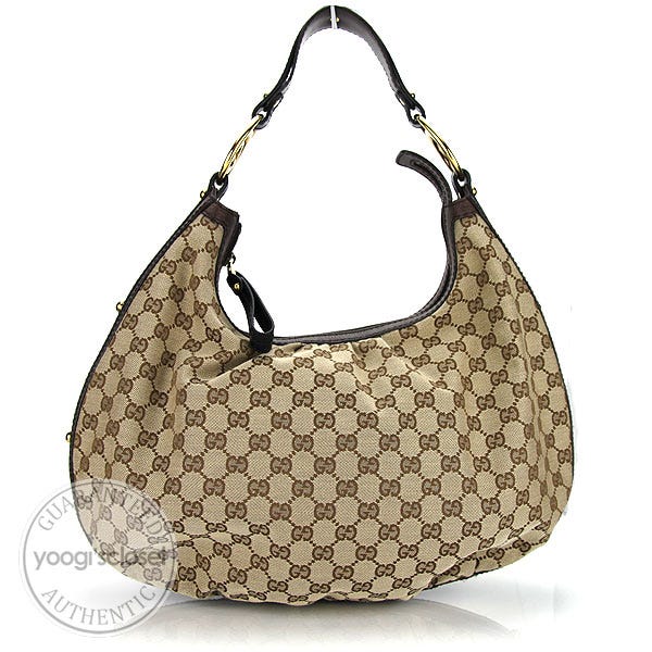 Gucci Beige/Ebony GG Fabric Studded Hobo Bag
