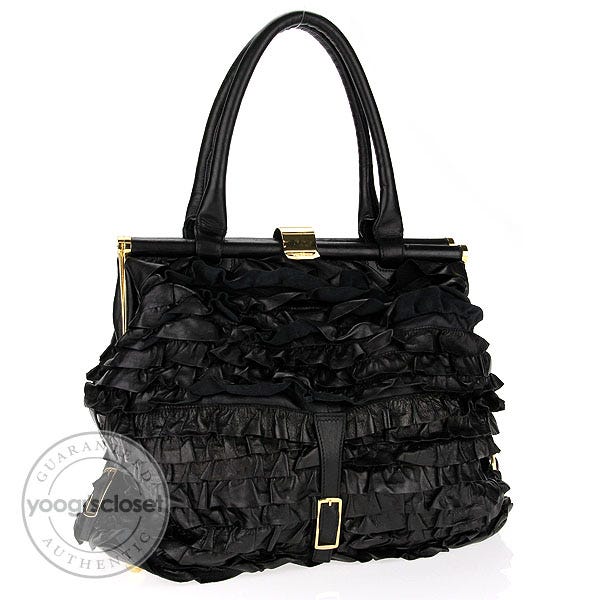 Valentino Black Leather Allure Frame Satchel Bag