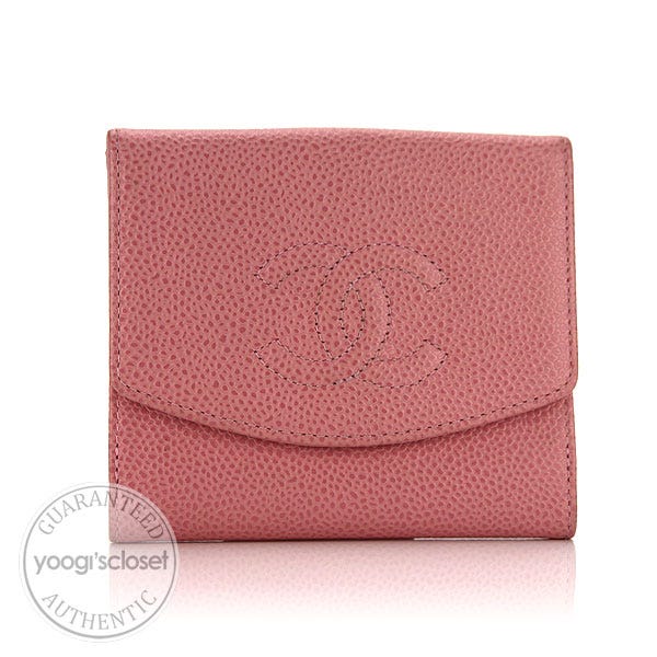 Chanel Pink Caviar Leather Compact Wallet