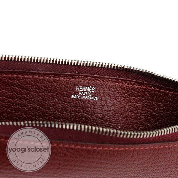 [Bag] HERMES Hermes piccolo pen case pencil case accessory case pouch  chevre leather orange silver metal fittings □I stamp