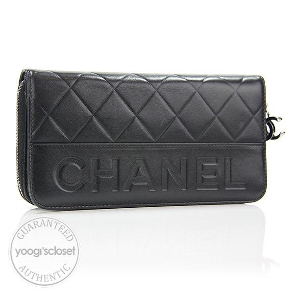 売れ筋・人気アイテム 商品 Black Chanel Quilted Wallet Logo Long Zip-Around Leather エプロン・三角巾