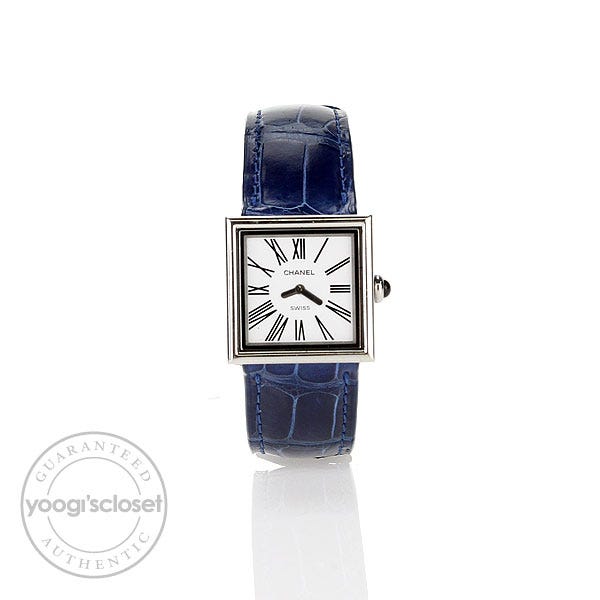 Chanel Blue Alligator Strap Mademoiselle Watch