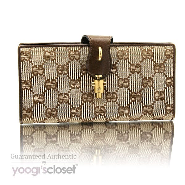 Gucci Beige/Ebony GG Fabric Piston Long Wallet