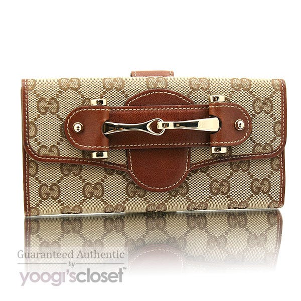 Gucci Beige & Purple Fabric & Leather Wallet