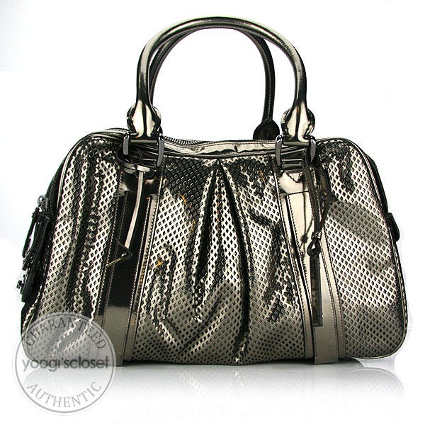Burberry Prorsum Metallic Leather Knight Mesh Large Bag
