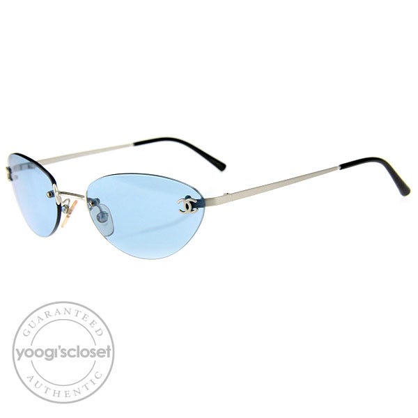 Chanel Blue Tint Rimless Frame Sunglasses- 4003 - Yoogi's Closet