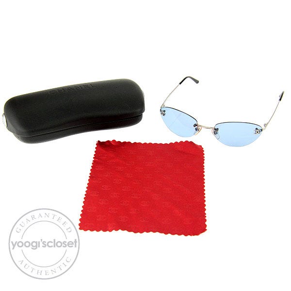 Chanel Blue Tint Rimless Frame Sunglasses- 4003 | Yoogi's Closet