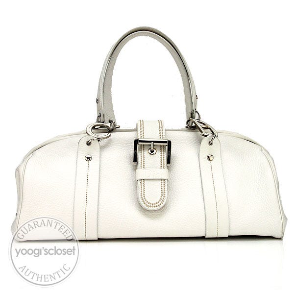 Dior White Leather Day Tote Bag - Yoogi's Closet